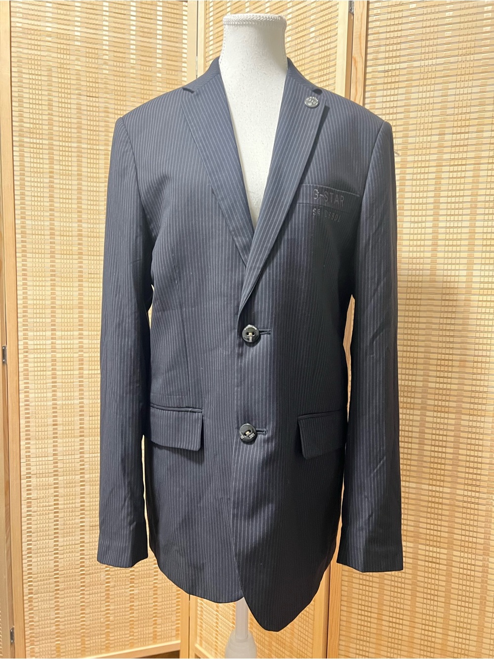 G-Star RAW Men's Black Pinstripe Blazer Jacket Size L